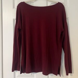 Ann Taylor Deep Red Long Sleeve Top